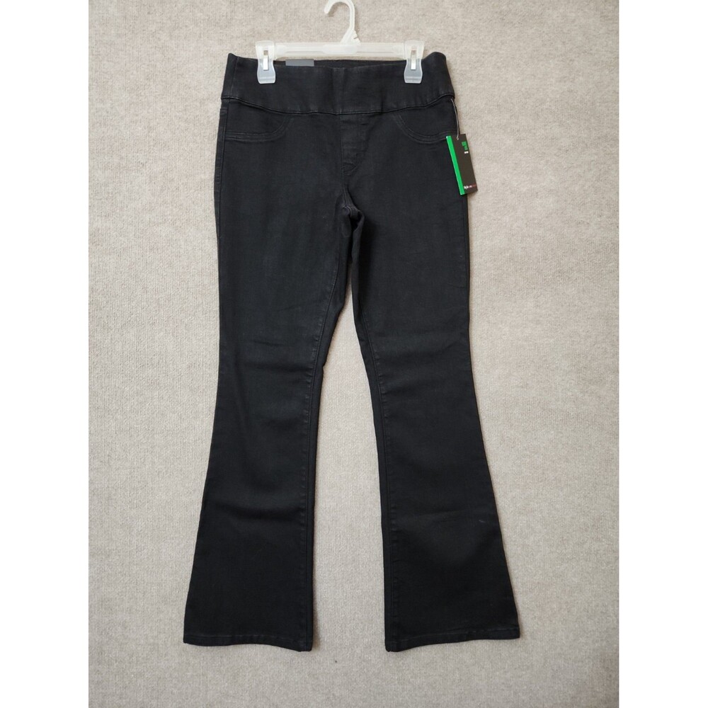 Style & Co Flare Jeans Womens M Black Low Rise Pull On Stretch NEW